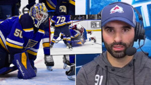 Jordan Binnington utgick skadad efter kollision med Nazem Kadri