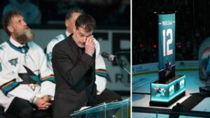 TV: Tårfyllt när Patrick Marleau fick tröjan hissad