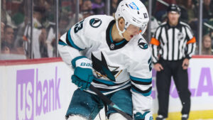 Oskar Lindblom sköt sitt första mål i San Jose Sharks