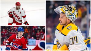 Juraj Slafkovsky, Juuse Saros och Jaccob Slavin skrev nya kontrakt