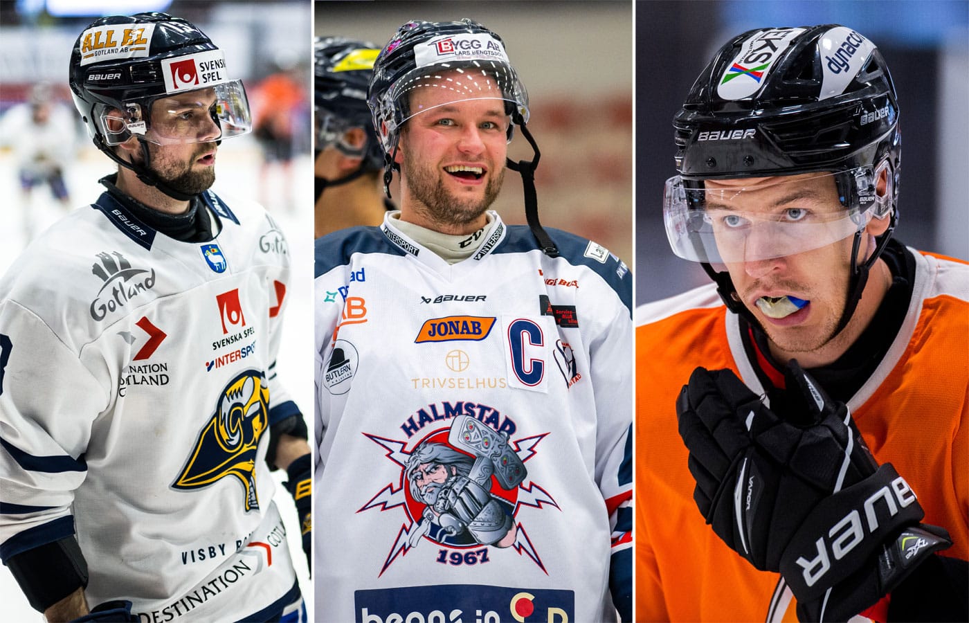 Adam Lidström, Robin Dahse och Daniel Andersson kommer spela viktiga roller i Hockeyettan säsongen som kommer. Foto: Bildbyrån