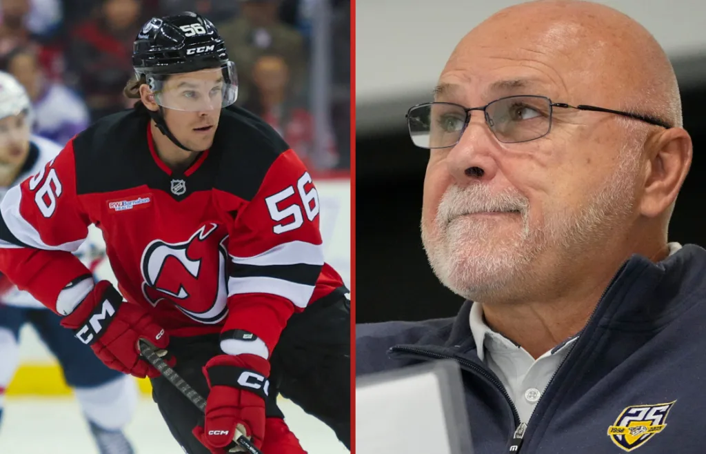 Erik Haula och Barry Trotz