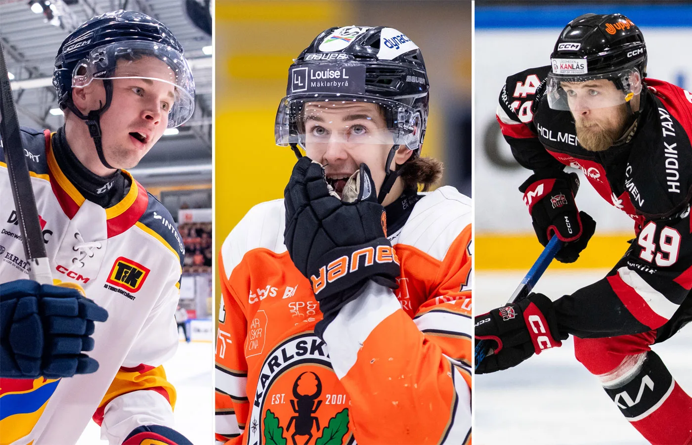 Wiggo Weinö, Liam Engström och Lucas Torstensson blir stjärnor i Hockeyettan till vintern. Foto: Bildbyrån
