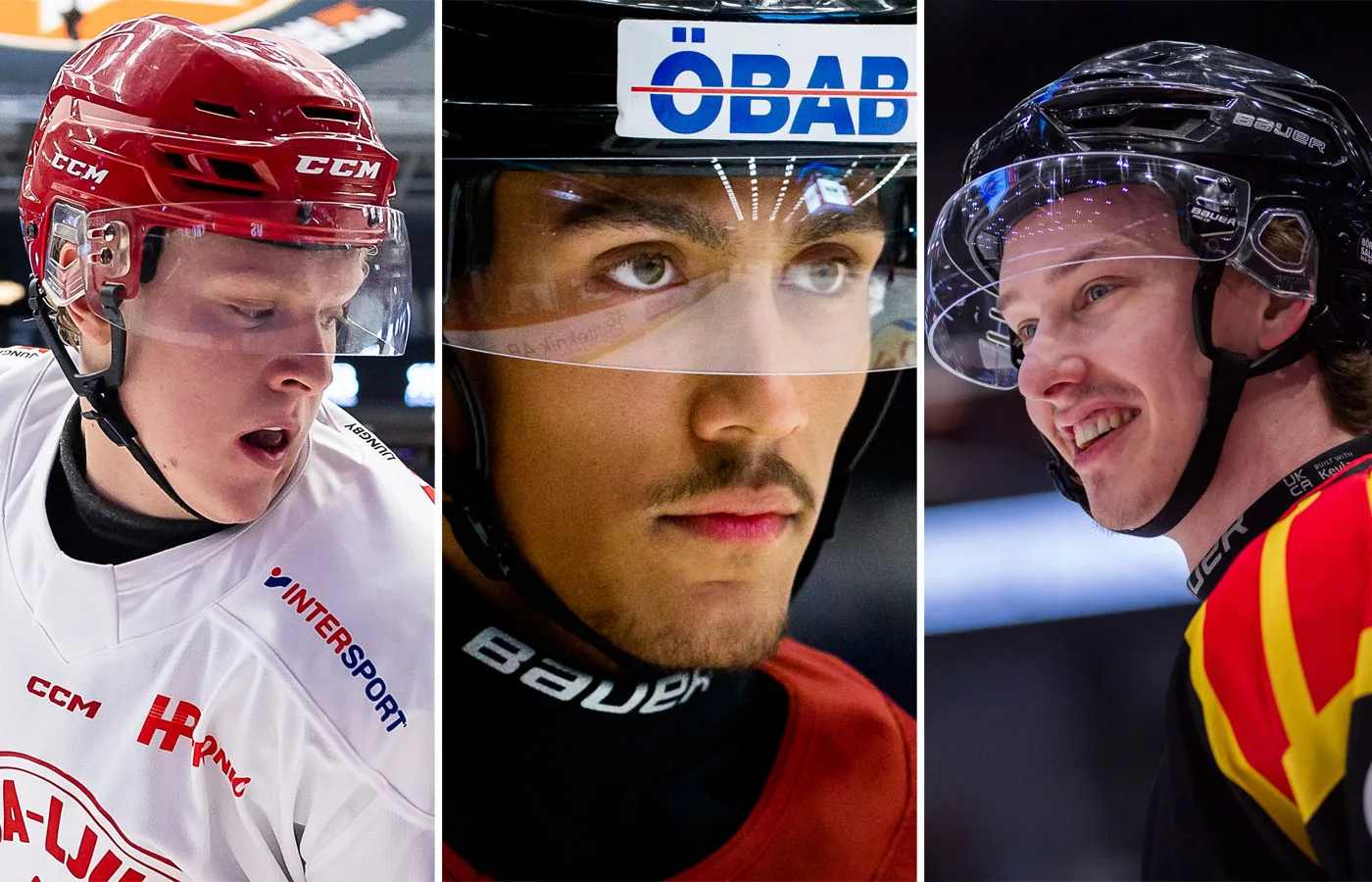 Valter Johansson, Joshua Karlsson och Linus LIndblom är tre av 40 utpekade jokrar inför säsongen i Hockeyettan. Foto: Bildbyrån