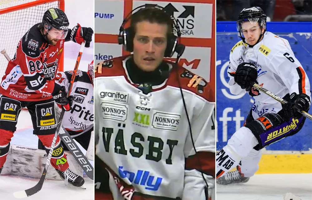 Henri Tamminen, Niklas Nousiainen och Sebastian Kauppila är tre av de finska inslagen i årets Hockeyettan. Foto: Bildbyrån/Skärmdump