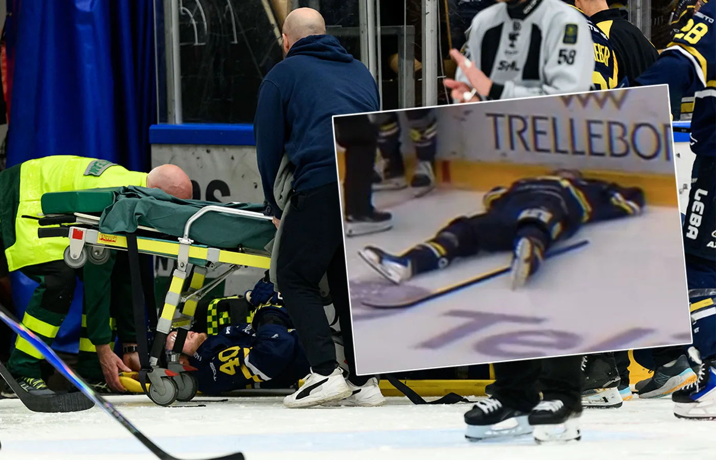 Skräckskadan i HV71: Lämnar på bår