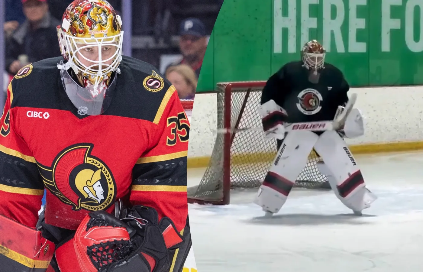 Bilderna visar: Linus Ullmark tillbaka i träning