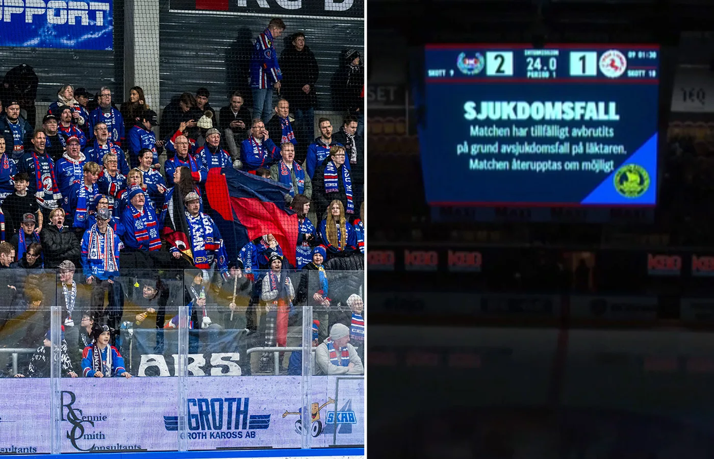 Matchen avbröts: ”På väg till sjukhus”