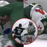 Otäcka bilder på OS-svensken – fick klubba i ögat