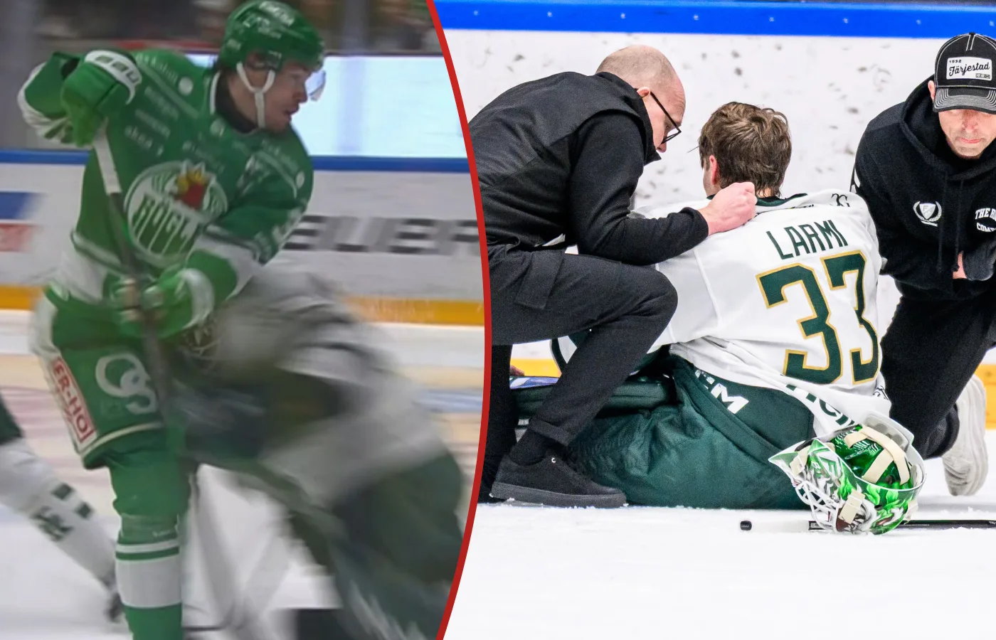 JUST NU: Färjestad tvingas till målvaktsbyte − Larmi utgår skadad