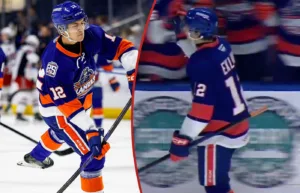 Här gör Victor Eklund sitt första mål i AHL