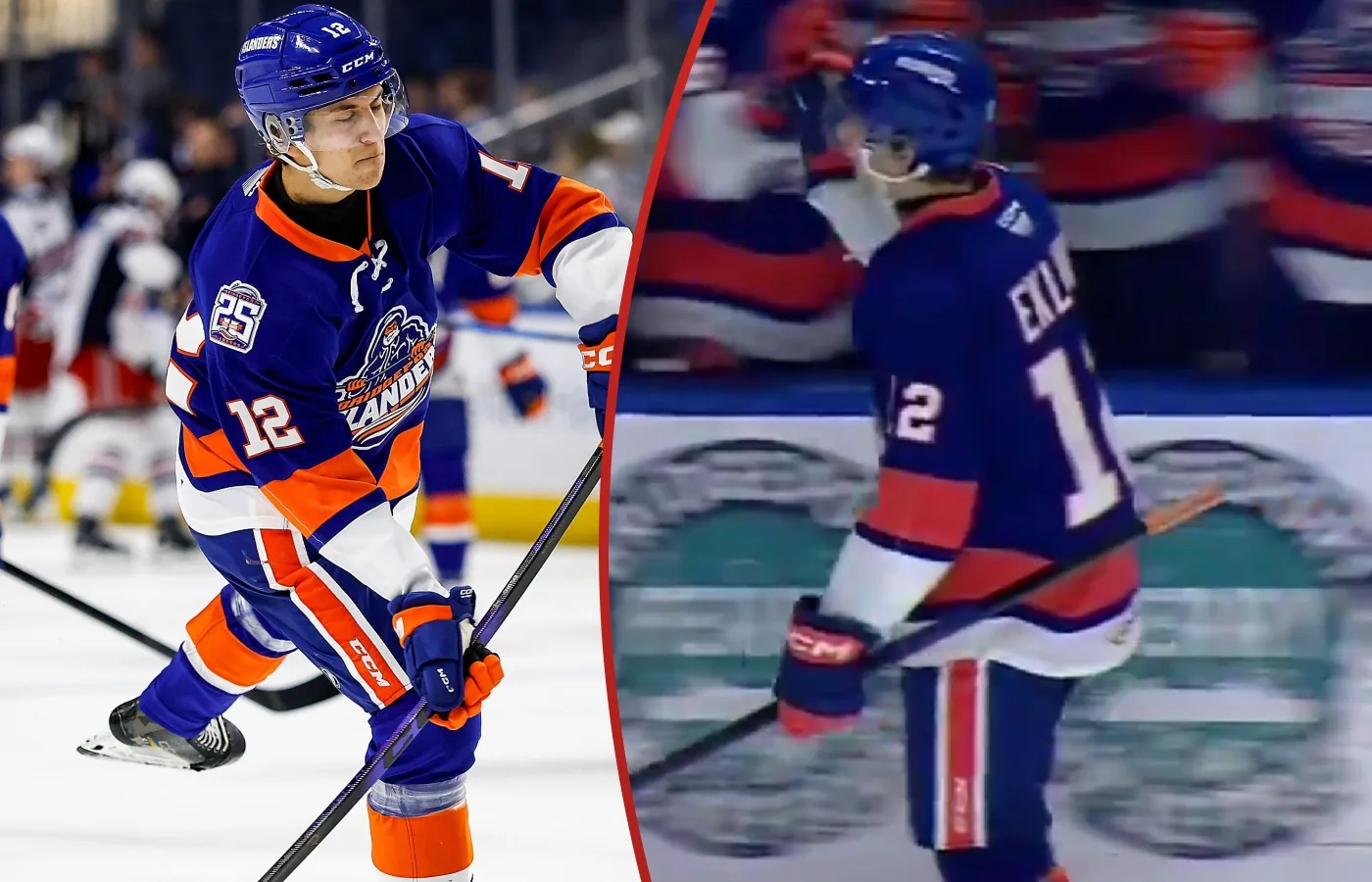 Här gör Victor Eklund sitt första mål i AHL