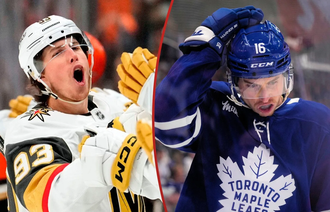 Mitch Marner i Vegas respektive Toronto